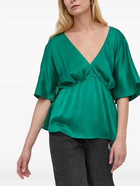  Notes Du Nord V-neck Gathered Blouse - Green 