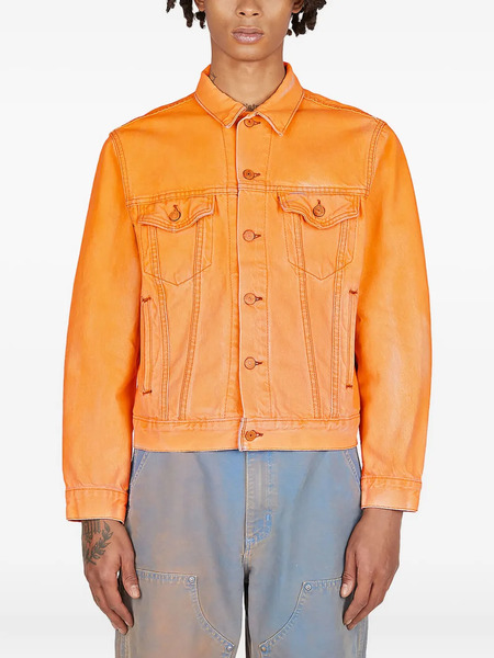  Notsonormal Distressed Denim Jacket - Orange 