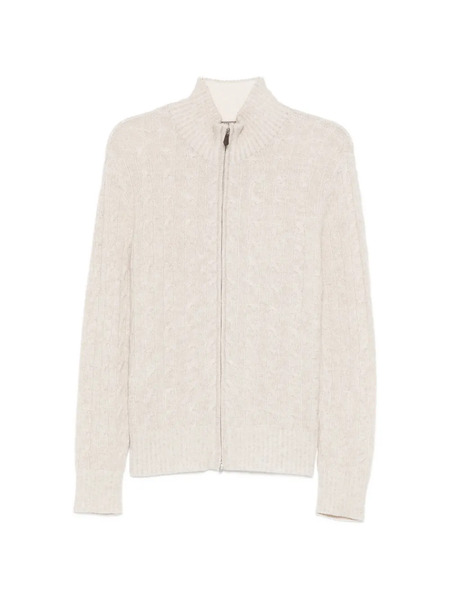  N.peal Cable Zip Cardigan - Neutrals 