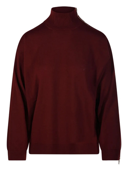  Nude Side Zip Turtleneck Sweater - Red 