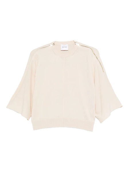  Nude Zip-detail Wool Top - Neutrals 