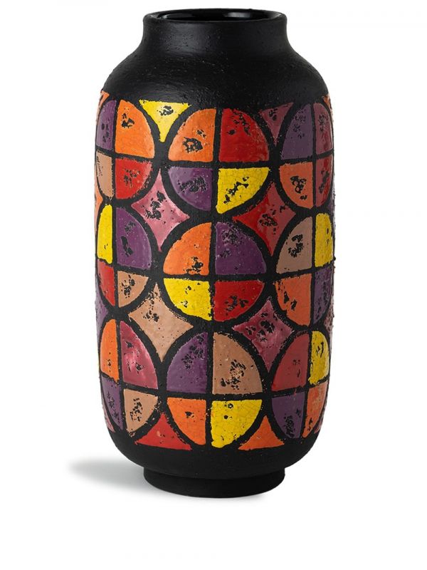  Nuove Forme Optical Geometric-pattern Ceramic Vase - Brown 