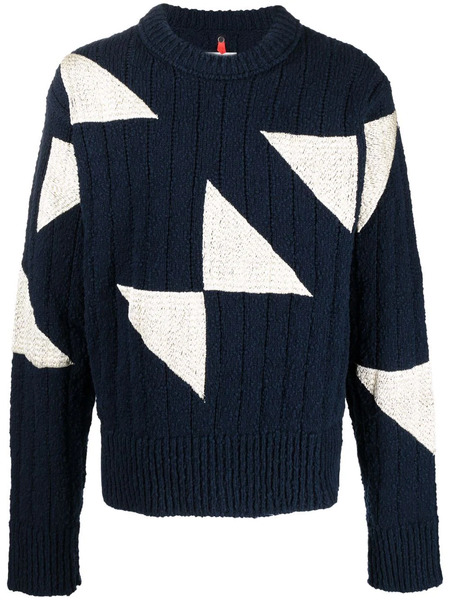  Oamc Geometric Crew-neck Jumper - Blue 