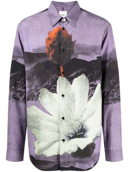  Oamc Graphic-print Button-up Shirt - Purple 