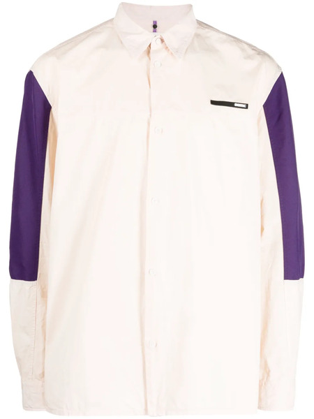  Oamc Logo-patch Cotton Shirt - Neutrals 