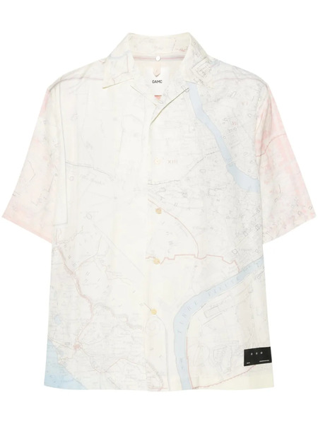  Oamc Map-print Short-sleeves Shirt - Neutrals 