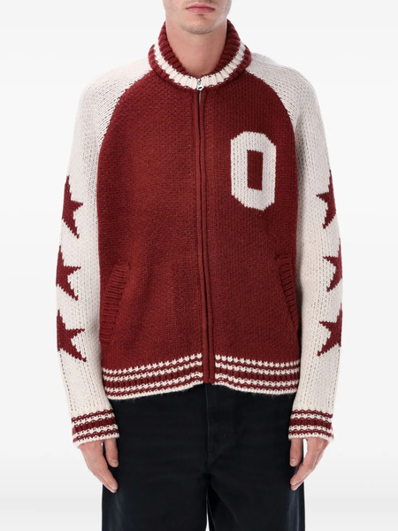  Obey Zip-up Knitted Cardigan - Red 