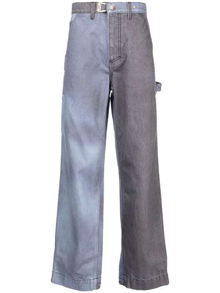  Objects Iv Life Two-tone Straight Denim Trousers - Blue 