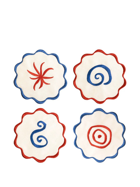  Octaevo Scalloped Coasters (set Of Four) - Neutrals 