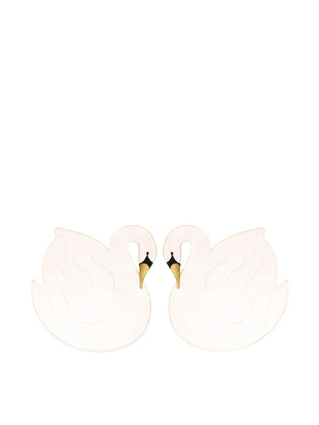  Octaevo Swan Embroidered Placemat (set Of Two) - White 