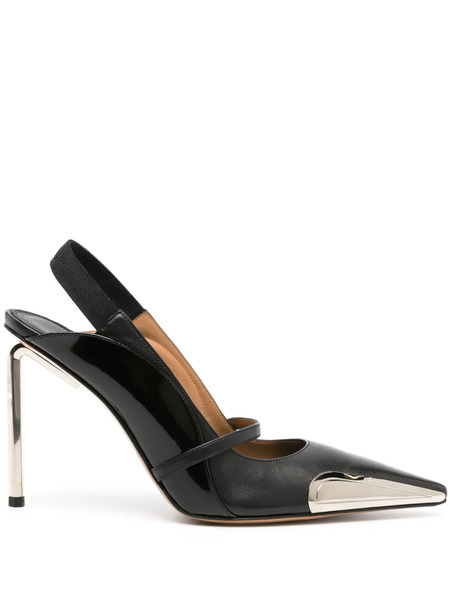  Off-white Allen 100mm Leather Slingback Pumps - Black 