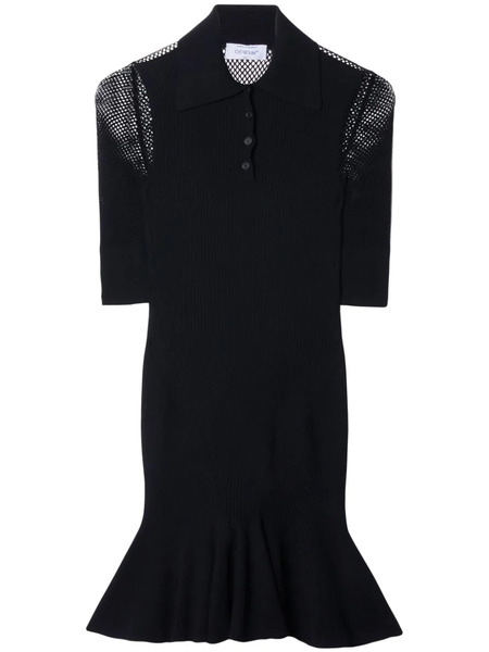  Off-white Arrow Half-sleeve Fishnet Minidress - Black 