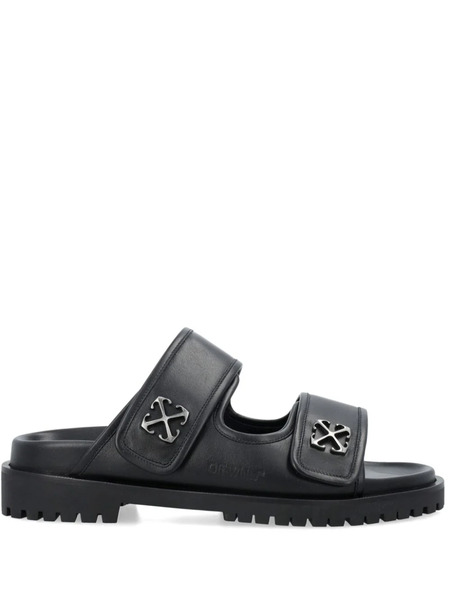  Off-white Arrows-motif Leather Sandals - Black 