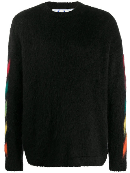  Off-white Arrows Print Brushed-effect Jumper - Black 