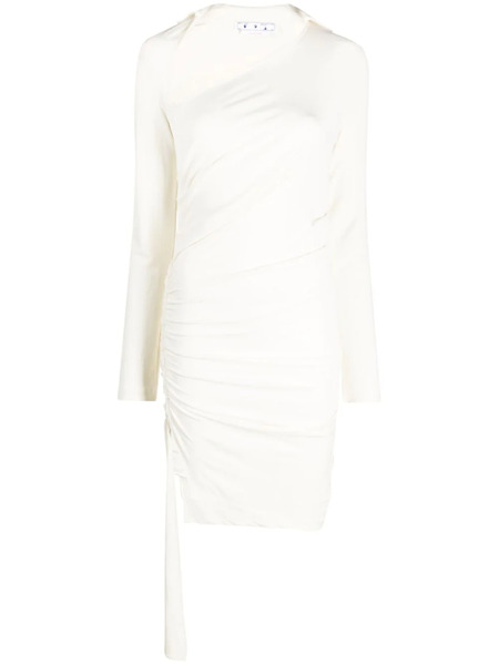  Off-white Asymmetric Ruched Minidress - Neutrals 