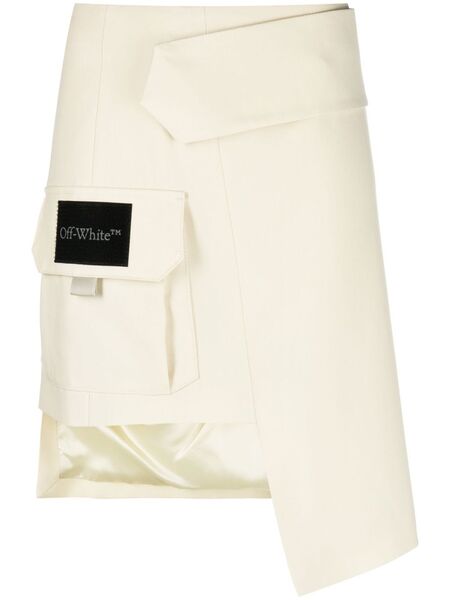  Off-white Asymmetric Wool Mini Skirt - Neutrals 