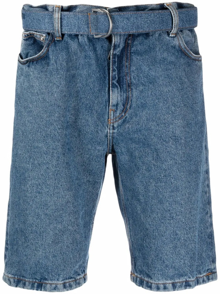  Off-white Belted Denim Shorts - Blue 