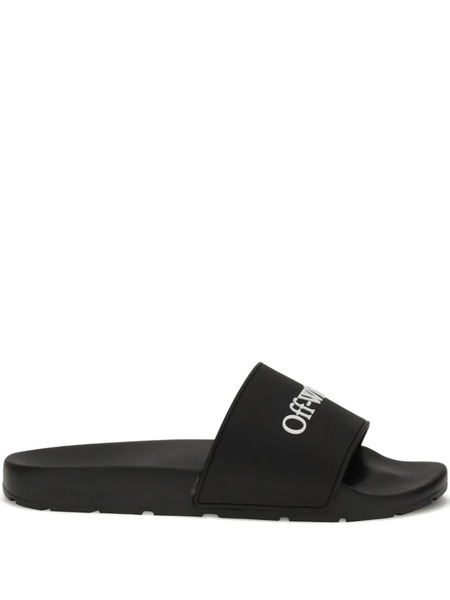  Off-white Bookish Logo-embellished Slides - Black 