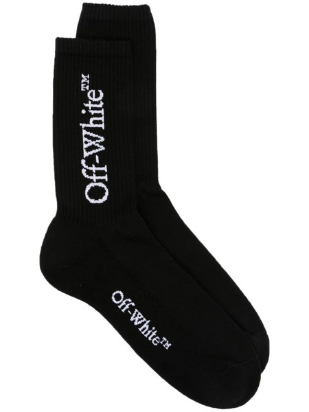  Off-white Bookish Logo-intarsia Socks - Black 