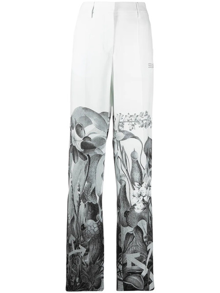  Off-white Botanical Print Straight-leg Trousers 
