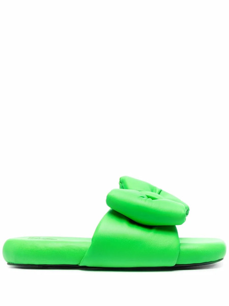  Off-white Bow-detail Slippers - Green 