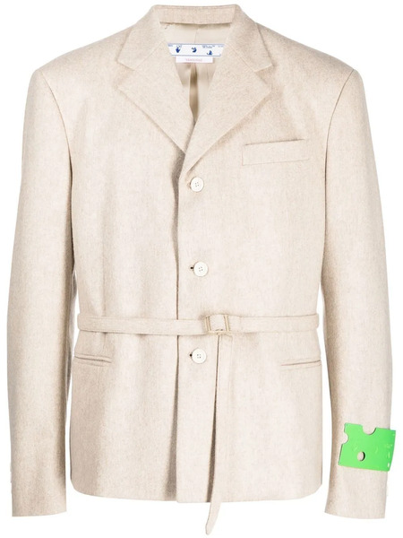  Off-white Buckle-fastened Single-breasted Blazer - Neutrals 