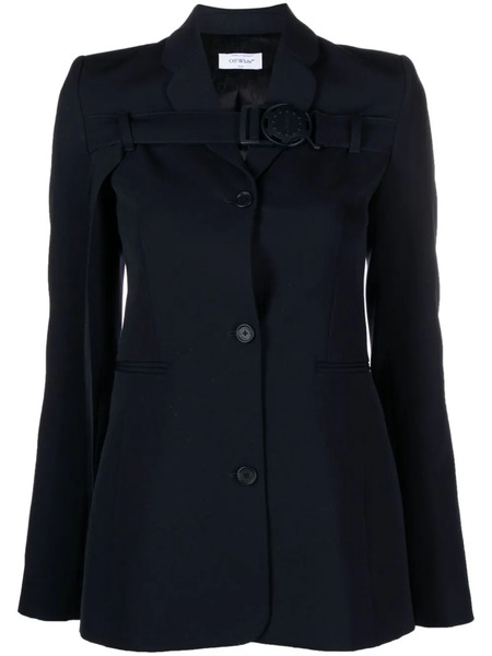  Off-white Buckled Virgin Wool Blazer - Blue 