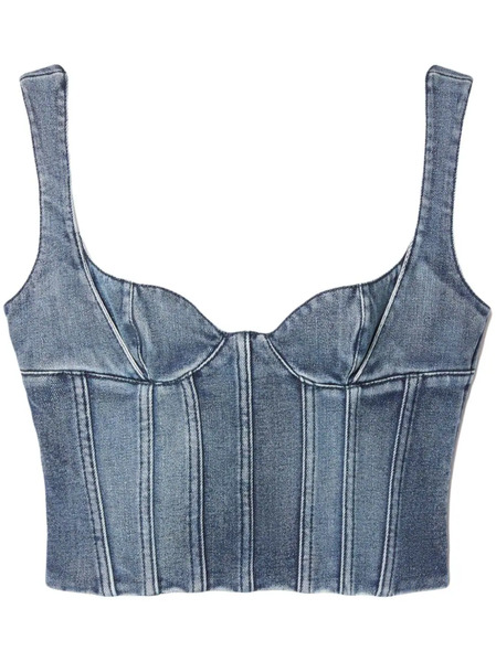  Off-white Bustier Denim Cropped Top - Blue 