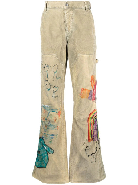 Off-white Cartoon Flared Carpenter Pants - Brown 