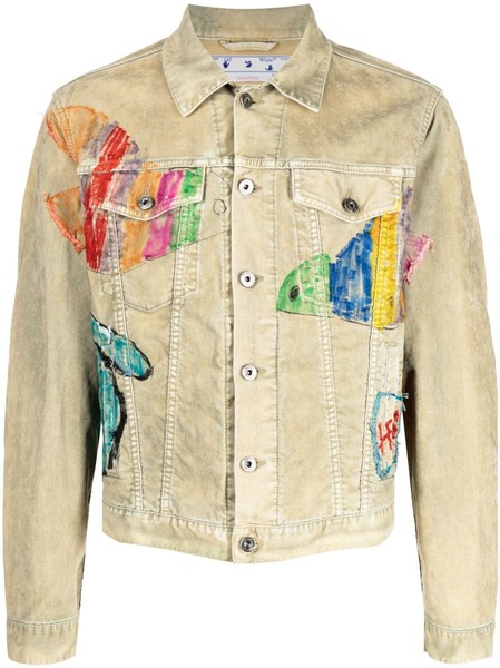  Off-white Cartoon Graphic-print Jacket - Brown 