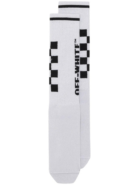  Off-white Check Logo Knit Socks - Metallic 