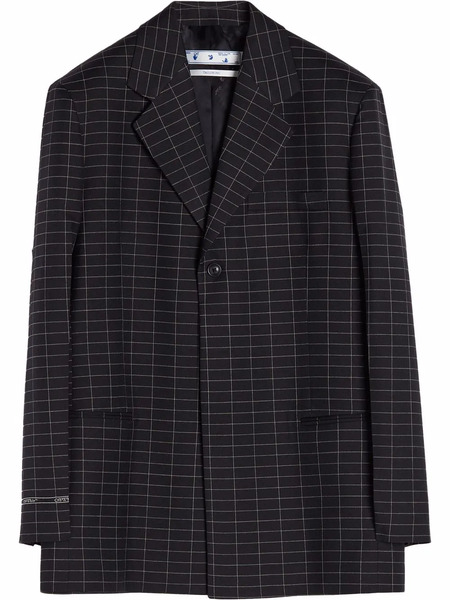  Off-white Check-pattern Single-breasted Blazer - Black 