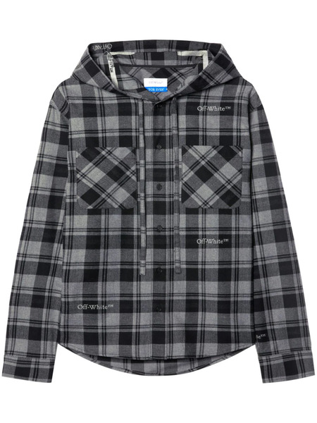  Off-white Checked Hooded Shirt - Grey 