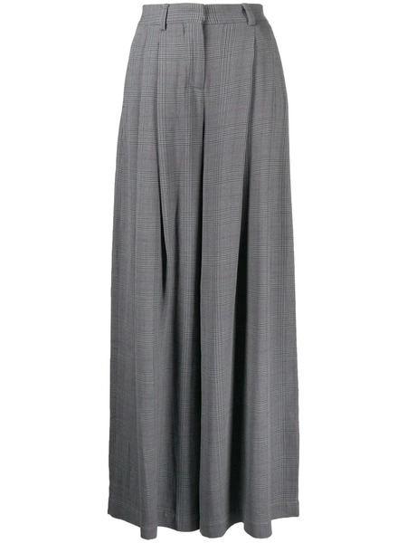  Off-white Checked Wide-leg Trousers - Grey 