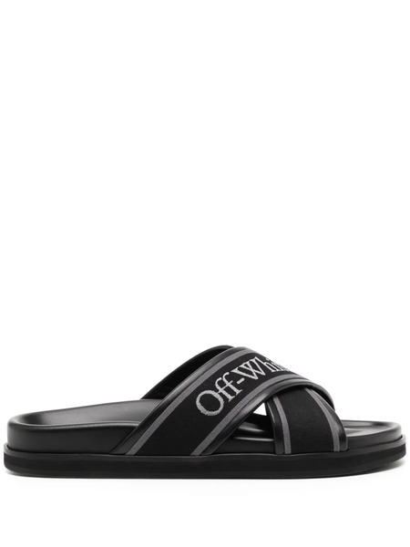  Off-white Cloud Logo-embroidered Slides - Black 