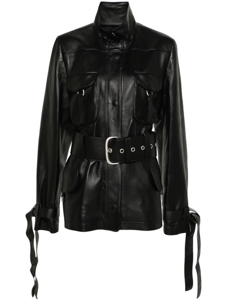  Off-white Co Cargo Belted Leather Jacket - Black 