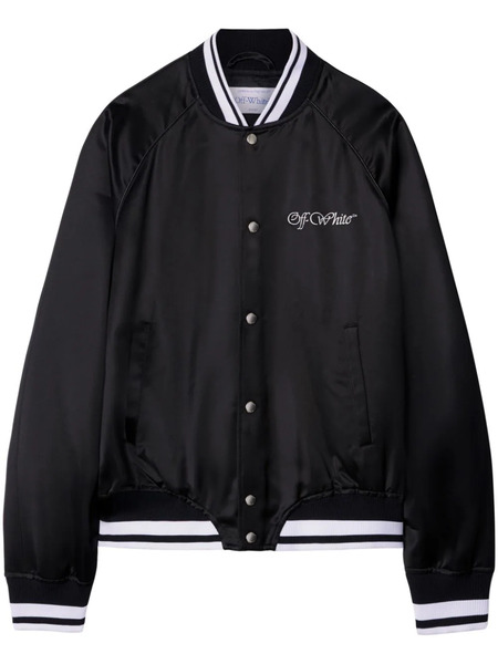  Off-white College Satin Bomber Jacket - Black 
