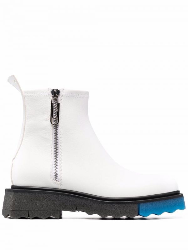  Off-white Contrast Panel Ankle Boots 