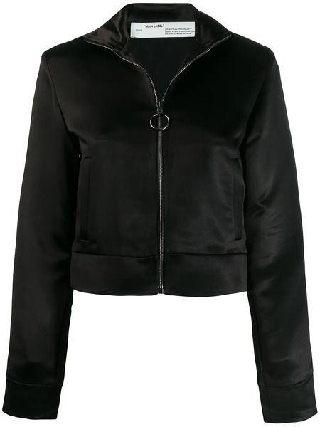  Off-white Contrast Stripe Zip-front Jacket - Black 