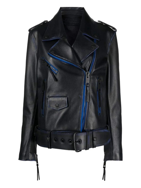  Off-white Contrast-trim Leather Jacket - Black 