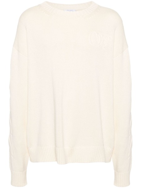  Off-white Crew-neck Diagonal-stripe Jumper - Neutrals 
