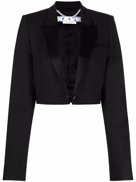  Off-white Cropped Tuxedo Blazer - Black 