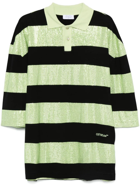  Off-white Crystal Stripes Polo Shirt - Green 