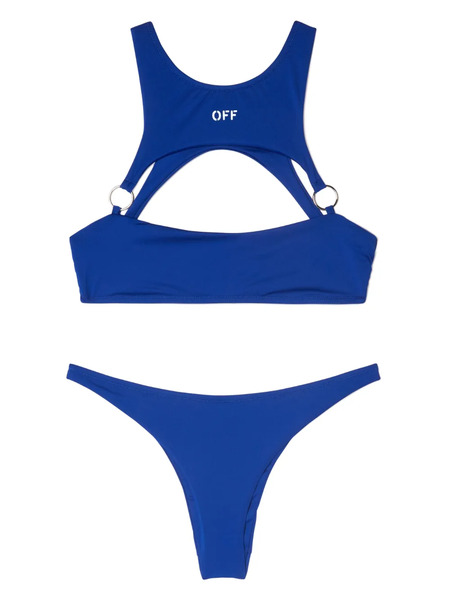  Off-white Cut Out Logo-print Bikini Set - Blue 