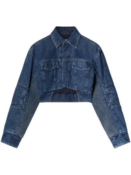  Off-white Cut-out Motorcycle Denim Jacket - Blue 