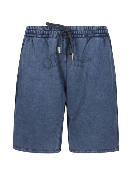  Off-white Dawstring Cotton Shorts - Blue 
