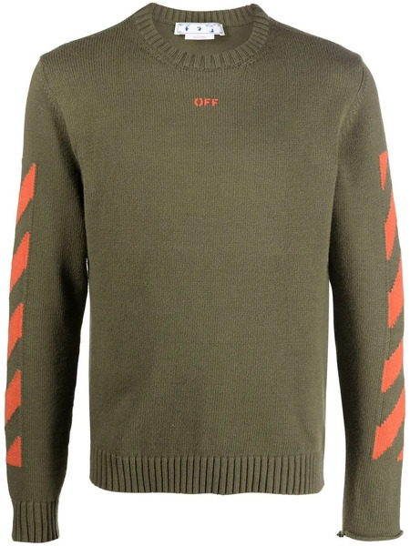  Off-white Diag Stripe Knit Jumper - Green 