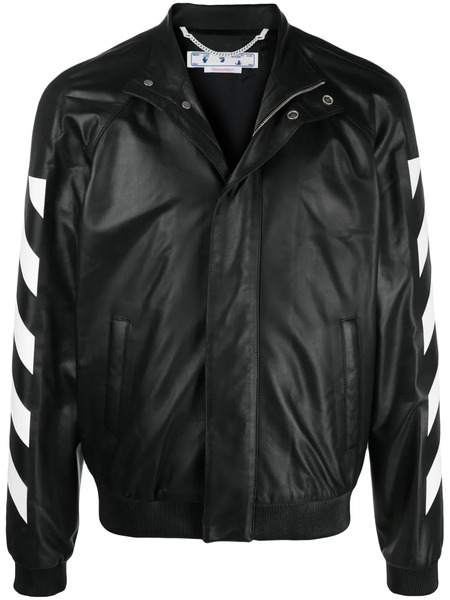  Off-white Diag-stripe Leather Jacket - Black 