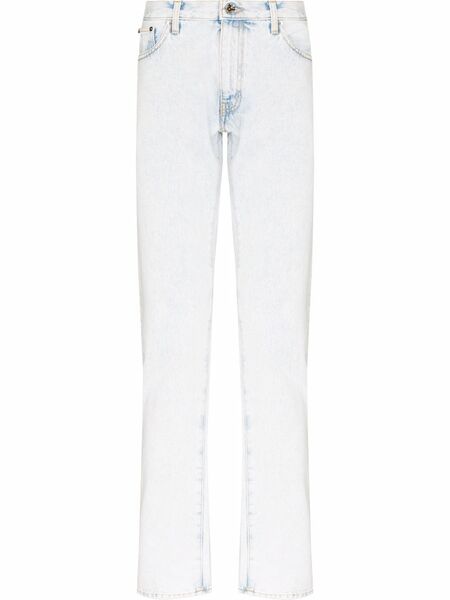  Off-white Diag-stripe Print Slim Fit Jeans - Blue 