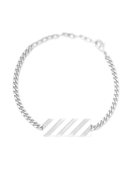  Off-white Diagonal Engraved Bracelet - Silver 